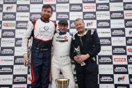 Silverstone Festival, Silverstone 2023
25th-27th August 2023
Free for editorial use only
Podium (l-r) 16 Max Goff / Ian Goff - Ford Sierra Cosworth RS500, 53 Wim Kuijl - Ford Capri, 123 Ric Wood - Nissan Skyline GT-R