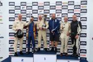 Silverstone Festival, Silverstone 2023
25th-27th August 2023
Free for editorial use only
Podium (l-r) 10 Malcolm Paul / Will Nuthall - Lotus MkX, 17 John Pearson / Gary Pearson - Jaguar D-type, 450 Paul Mortimer / Jonathan Mortimer - Austin-Healey