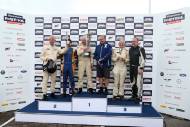 Silverstone Festival, Silverstone 2023
25th-27th August 2023
Free for editorial use only
Podium (l-r) 10 Malcolm Paul / Will Nuthall - Lotus MkX, 17 John Pearson / Gary Pearson - Jaguar D-type, 450 Paul Mortimer / Jonathan Mortimer - Austin-Healey