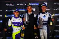 Podium of Ella Lloyd - Xentek Motorsport GT5 Pro, Luke Garlick - Xentek Motorsport GT5 Pro and Sam Harvey - Xentek Motorsport GT5
