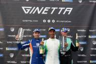 Podium of Nick White - Raceway Motorsport Ginetta G56, Ravi Ramyead - Century Motorsport Ginetta G56 and Matt Shaw - Raceway Motorsport Ginetta G56