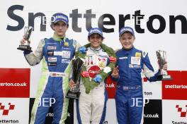 Podium (L-R) Piers Hickin (GBR) Scorpio Motorsport, Pietro Fittipaldi (BRA) MGR Motorsport, Alex Gill (GBR) Fortec Motorsport