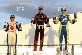 Race 1 Podium (l-r) Pietro Fittipaldi (BRA) MGR Motorsport Formula Renault, Colin Noble (GBR) MGR Motorsport Formula Renault, Piers Hickin (GBR) Scorpio Motorsport Formula Renault