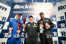 Race 1 Road Class Podium (l-r) Sean Thomas (GBR) Westbourne Motorsport Renault Clio Cup, Nic Harrison (GBR)R CGH Imports with Jade Developments Renault Clio Cup, Tom Oatley (GBR) Paxcroft.co.uk / Team Prota Renault Clio Cup