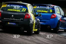 Simon Freeman (GBR) Pitbull Racing Renault Clio Cup and Ben Colburn (GBR) Westbourne Motorsport Renault Clio Cup