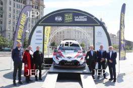 2019 Wales Rally GB Liverpool Launch Huw Chambers, Peter Brennan, Louise Emery, Jonathan Palmer, Tim Jones and David Richards