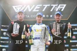 Podium Conner Garlick - Xentek Motorsport G55 GT4 Ginetta Blake Angliss – Century Motorsport Ginetta G55 GT4 Luke Reade - Wolf Motorsport G55 GT4 Ginetta