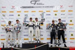 Podium of #6 Ian Loggie / Phil Keen - 2 Seas Motorsport Mercedes-AMG GT3 Evo and #63 Rob Collard / Ricky Collard - Barwell Motorsport Lamborghini Huracan GT3 Evo and #78 Alex Martin / Sandy Mitchell - Barwell Motorsport Lamborghini Huracan GT3 Evo