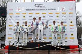 Podium of #47 Marc Warren / William Orton - Forsetti Motorsport Aston Martin Vantage AMR GT4 and #31 Charles Dawson / Seb Morris - Team Parker Racing Mercedes-AMG GT4 and #71 Ravi Ramyead / Charlie Robertson - Century Motorsport BMW M4 GT4