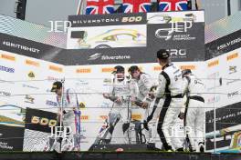 GT4 Pro-Am Podium (l-r) #31 Charles Dawson / Seb Morris - Team Parker Racing Mercedes-AMG GT4, #20 Ian Duggan / Gordie Mutch - Mahiki Racing Lotus Emira GT4, #47 Marc Warren / William Orton - Forsetti Motorsport Aston Martin Vantage AMR GT4