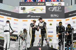 GT4 Silver Podium (l-r) #7 Mikey Porter / Jamie Day - Forsetti Motorsport Aston Martin Vantage AMR GT4 Evo, #90 Jack Brown / Zac Meakin - Optimum Motorsport McLaren Artura GT4, #61 Erik Evans / Marco Signoretti - Academy Motorsport Ltd Ford Mustang GT4 2024