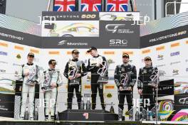 GT4 Silver Podium (l-r) #7 Mikey Porter / Jamie Day - Forsetti Motorsport Aston Martin Vantage AMR GT4 Evo, #90 Jack Brown / Zac Meakin - Optimum Motorsport McLaren Artura GT4, #61 Erik Evans / Marco Signoretti - Academy Motorsport Ltd Ford Mustang GT4 2024