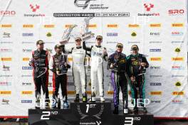 GT4 Pro-Am Podium (l-r) #44 Kavi Jundu / Dan Vaughan - Toyota Gazoo Racing UK Toyota GR Supra GT4, #47 Marc Warren / William Orton - Forsetti Motorsport Aston Martin Vantage AMR GT4, #58 Colin White / Thomas Holland - CWS Racing Ginetta G56 Evo