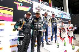 GT3 Silver-Am Podium (l-r) #10 Matt Topham / Josh Rowledge â€“ Blackthorn Aston Martin Vantage AMR GT3 Evo, #59 Shaun Balfe / Adam Smalley - Garage 59 McLaren 720S GT3 Evo, #32 Sacha Kakad / Hugo Cook - J&S Racing Audi R8 LMS GT3