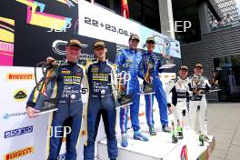 GT3 Overall Podium (l-r) #59 Shaun Balfe / Adam Smalley - Garage 59 McLaren 720S GT3 Evo, #18 Kevin Tse / Maximilian Goetz - 2 Seas Motorsport Mercedes-AMG GT3 Evo, #63 Rob Collard / Ricky Collard - Barwell Motorsport Lamborghini Huracan GT3 Evo