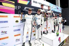 GT4 Overall Podium (l-r) #47 Marc Warren / William Orton - Forsetti Motorsport Aston Martin Vantage AMR GT4. #29 Ian Gough / Tom Wrigley - Century Motorsport BMW M4 GT4, #7 Mikey Porter / Jamie Day - Forsetti Motorsport Aston Martin Vantage AMR GT4 Evo