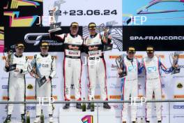 GT4 Pro-Am Podium (l-r) #47 Marc Warren / William Orton - Forsetti Motorsport Aston Martin Vantage AMR GT4, #29 Ian Gough / Tom Wrigley - Century Motorsport BMW M4 GT4, #31 Charles Dawson / Seb Morris - Team Parker Racing Mercedes-AMG GT4