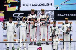 GT4 Overall Podium (l-r) #47 Marc Warren / William Orton - Forsetti Motorsport Aston Martin Vantage AMR GT4. #29 Ian Gough / Tom Wrigley - Century Motorsport BMW M4 GT4, #7 Mikey Porter / Jamie Day - Forsetti Motorsport Aston Martin Vantage AMR GT4 Evo