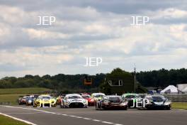 Start of Race 1 - #63 Rob Collard / Ricky Collard - Barwell Motorsport Lamborghini Huracan GT3 Evo leads #78 Alex Martin / Sandy Mitchell - Barwell Motorsport Lamborghini Huracan GT3 Evo