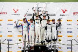 Race 2 GT4 Pro-Am Podium (l-r) #31 Charles Dawson / Seb Morris - Team Parker Racing Mercedes-AMG GT4, #47 Marc Warren / William Orton - Forsetti Motorsport Aston Martin Vantage AMR GT4, #20 Ian Duggan / Gordie Mutch - Mahiki Racing Lotus Emira GT4