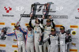 Race 2 GT4 Pro-Am Podium (l-r) #31 Charles Dawson / Seb Morris - Team Parker Racing Mercedes-AMG GT4, #47 Marc Warren / William Orton - Forsetti Motorsport Aston Martin Vantage AMR GT4, #20 Ian Duggan / Gordie Mutch - Mahiki Racing Lotus Emira GT4