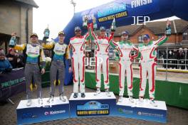 Overal Podium (l-r) William Creighton / Liam Regan - Ford Fiesta Rally 2, Chris Ingram / Alex Kihurani - Volkswagen Polo GTI R5, Meirion Evans / Jonathan Jackson - Toyota Yaris Rally2