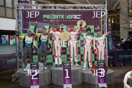 Overall Podium (l-r) William Creighton / Liam Regan - Ford Fiesta Rally 2, Chris Ingram / Alex Kihurani - Volkswagen Polo GTI R5, Meirion Evans / Jonathan Jackson - Toyota Yaris Rally2