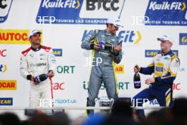 Podium, Colin Turkington - Team BMW BMW 330e M Sport, Aiden Moffat - LKQ Euro Car Parts with SYNETIQ Toyota Corolla GR Sport, Ashley Sutton - NAPA Racing UK Ford Focus ST