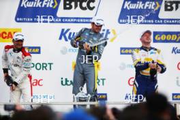 Podium, Colin Turkington - Team BMW BMW 330e M Sport, Aiden Moffat - LKQ Euro Car Parts with SYNETIQ Toyota Corolla GR Sport, Ashley Sutton - NAPA Racing UK Ford Focus ST