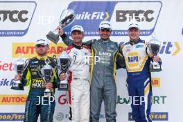 Podium, Colin Turkington - Team BMW BMW 330e M Sport, Aiden Moffat - LKQ Euro Car Parts with SYNETIQ Toyota Corolla GR Sport, Ashley Sutton - NAPA Racing UK Ford Focus ST