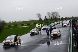 BTCC cars on the grid at Croft