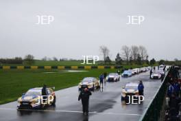 BTCC cars on the grid at Croft