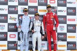 Podium of #11 John Bennett - JHR Developments and #7 Louis Sharp - Rodin Motorsport and #31 Ugo Ugochukwu - Rodin Motorsport