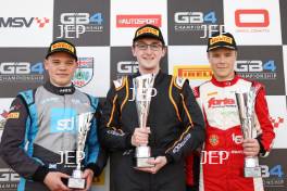 Podium (l-r) #68 Harry Burgoyne – KMR Sport, #88 Lucas Blakeley - KMR Sport, #16 Linus Granfors - Fortec Motorsport 