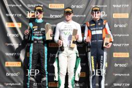 Podium Race 1 #70 Jude Peters - E3 Sport Ginetta Junior #18 Torrin Byrne - Pace Performance Ginetta Junior #45 Jack Robinson - Fox Motorsport Ginetta Junior