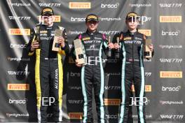 Podium #35 Isaac Phelps - Elite Motorsport Ginetta Junior #25 Ethan Jeff-Hall - R Racing Ginetta Junior #67 Marcus Sæter - R Racing Ginetta Junior