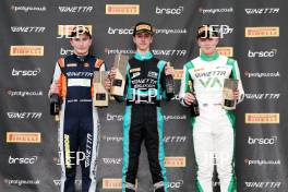 Podium #45 Jack Robinson - Fox Motorsport Ginetta Junior #70 Jude Peters - E3 Sport Ginetta Junior #18 Torrin Byrne - Pace Performance Ginetta Junior