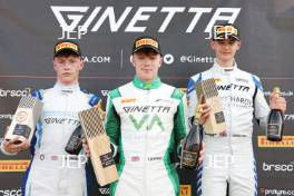 #74 Alfie Davies - Preptech UK Ginetta Junior #18 Torrin Byrne - Pace Performance Ginetta Junior #4 James Ellis - MDD Racing Ginetta Junior 