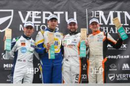 Mini Challenge Race 1 Podium #21 Nathan Edwards - EXCELR8 Motorsport  #77 Jamie Osborne - NAPA Racing UK  #1 Dan Zelos - EXCELR8 Motorsport  #14 Dominic Wheatley - EXCELR8 Motorsport