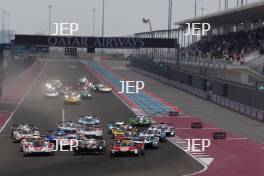 Start of the 1812KM of Qatar. #50 FERRARI AF CORSE Ferrari 499P Hypercar of Antonio Fuoco, Miguel Molina and Nicklas Nielsen leads